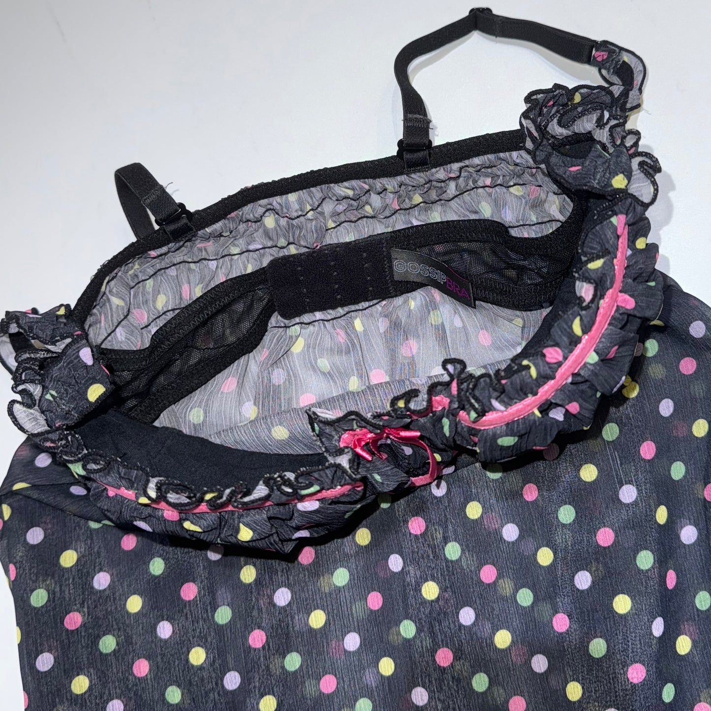 Colourful polka dot mesh corset