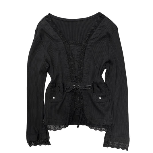 Black lace trim long sleeve