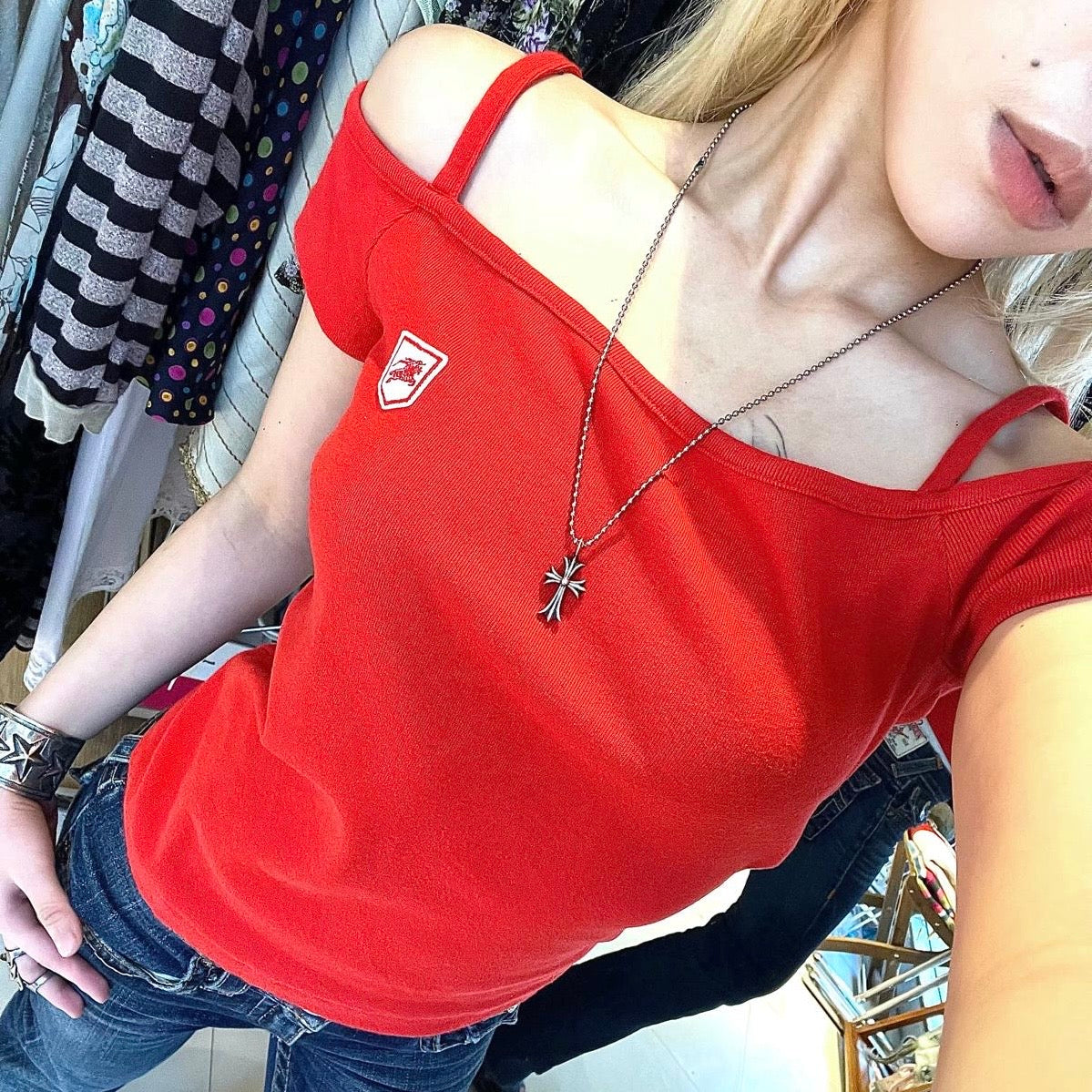 Burberry red top