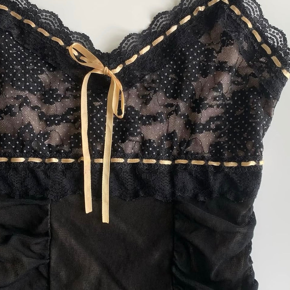 Black lace ruffle tank