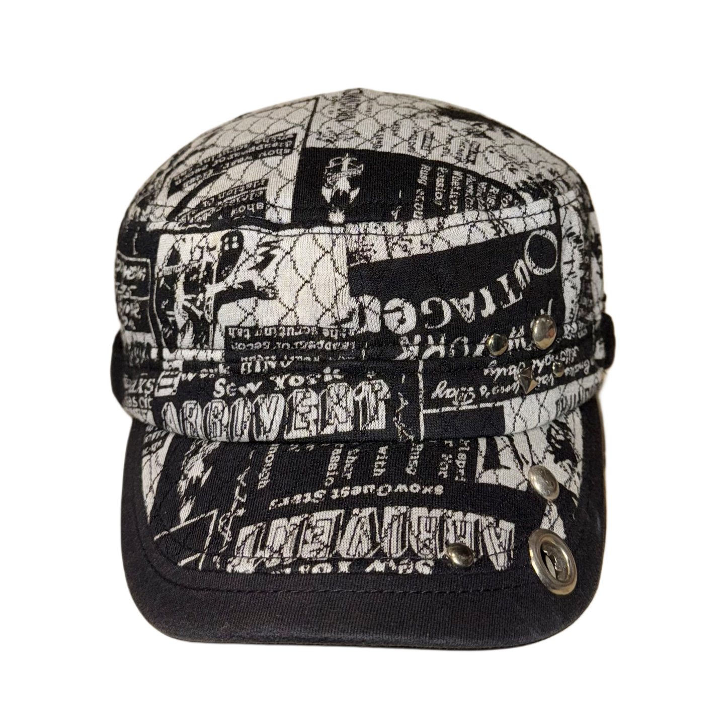 Black white rivets cap