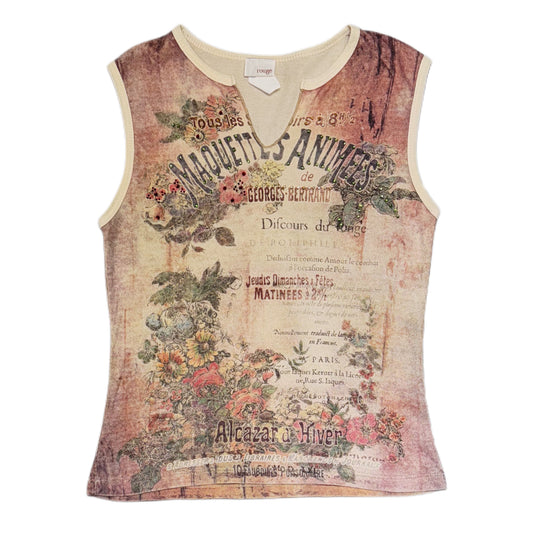 Graphic rhinestones top