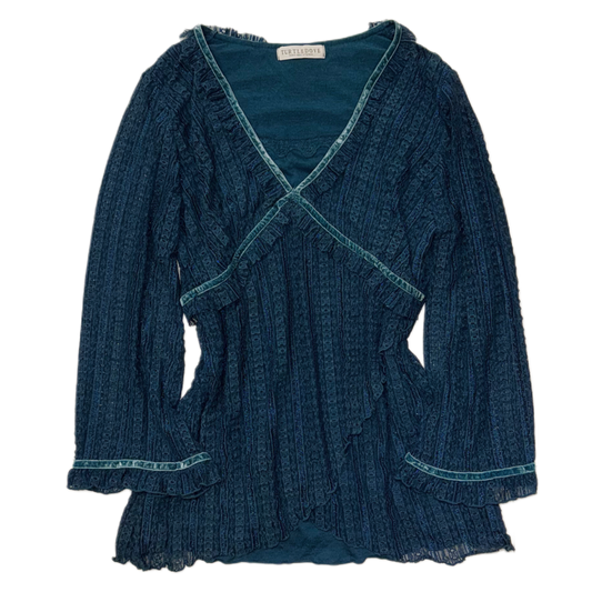 Peacock blue lace long sleeve