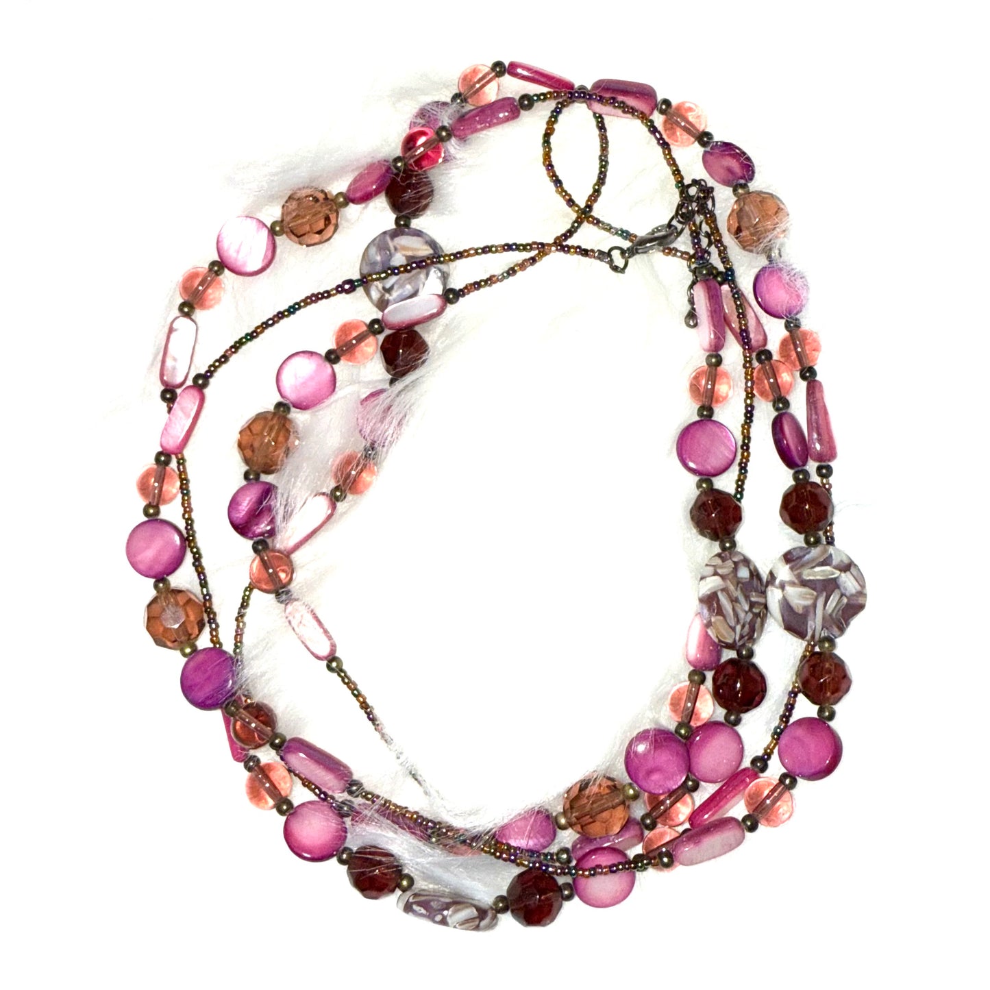 Purple beaded long necklace