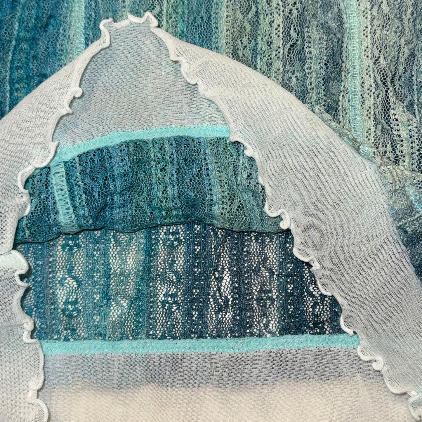 Teal gradient lace tank