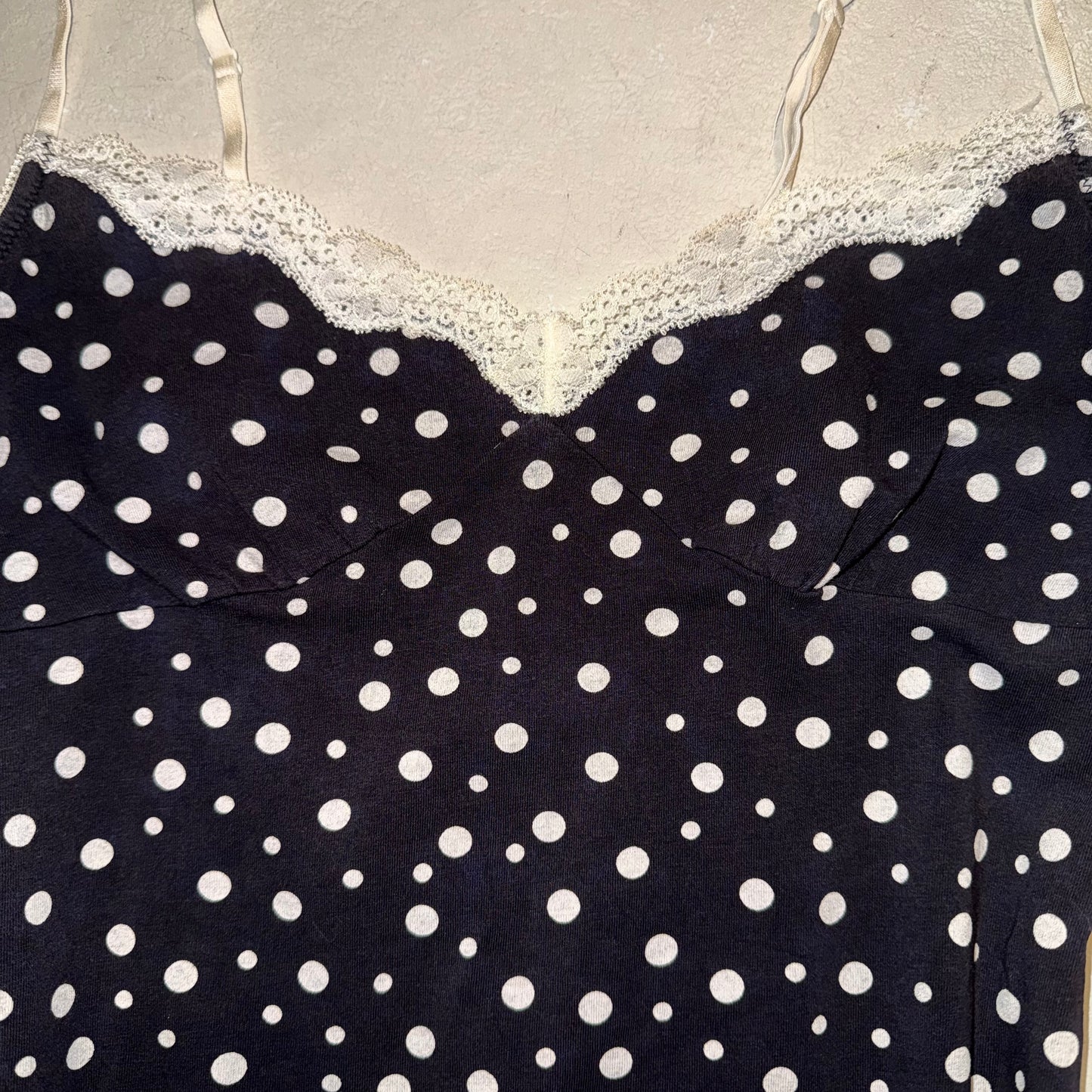 Black polka dot lace tank