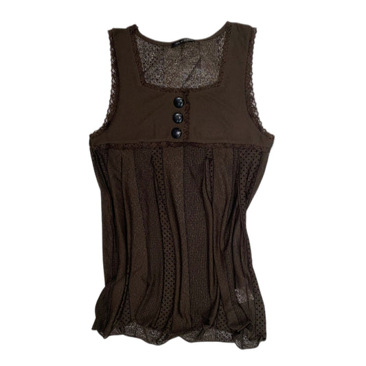 Brown button pleated top