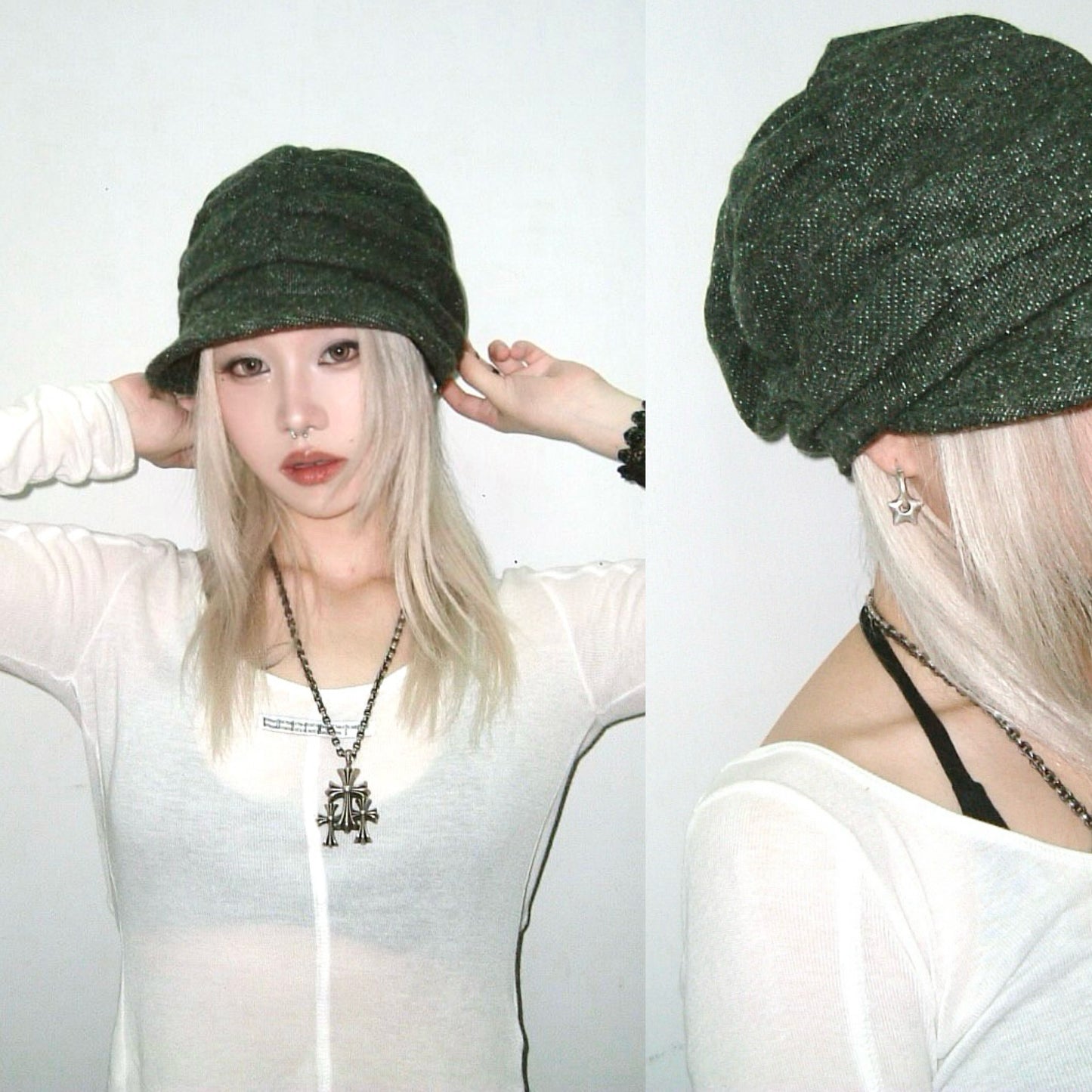 Dark green ruffle hat