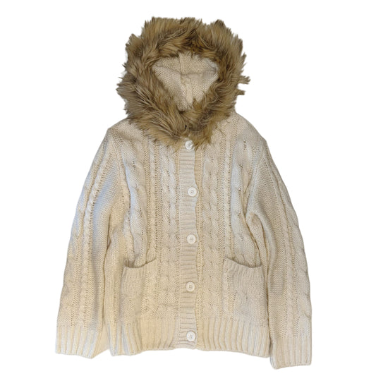 Ingni ivory furry knitted cardigan