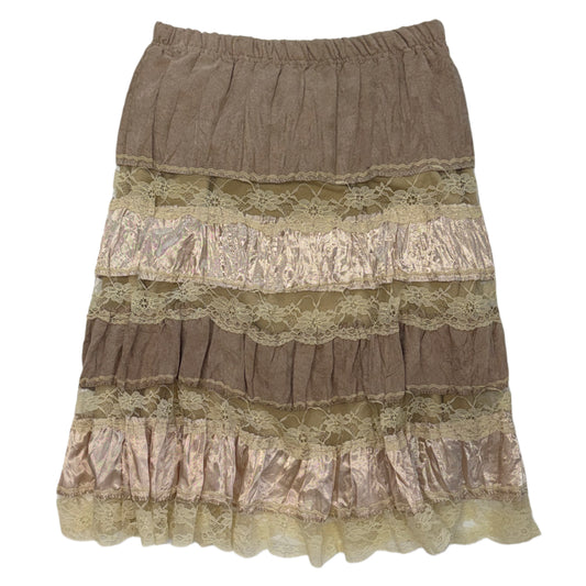 Beige lace suede skirt