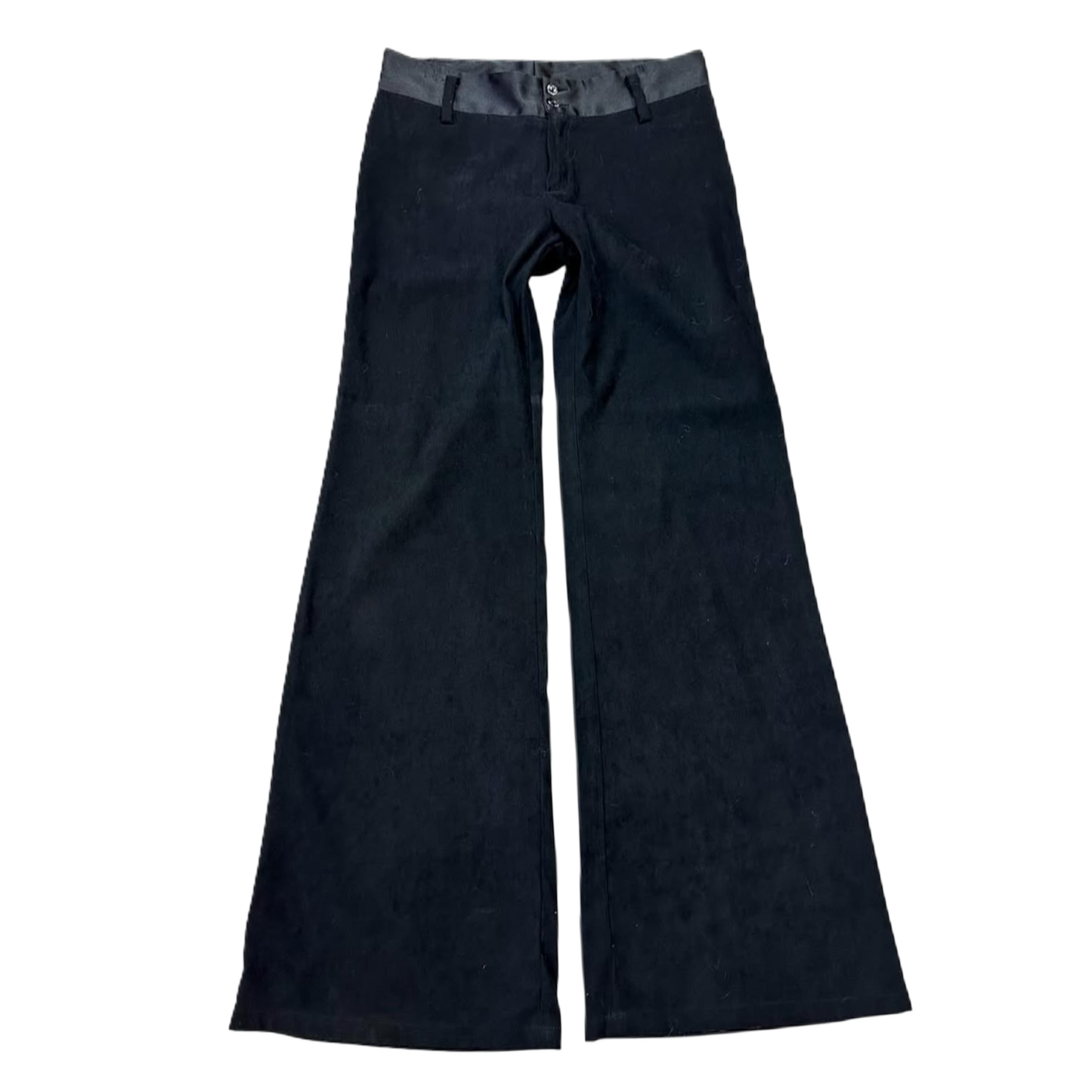 Black wide-leg suede pants