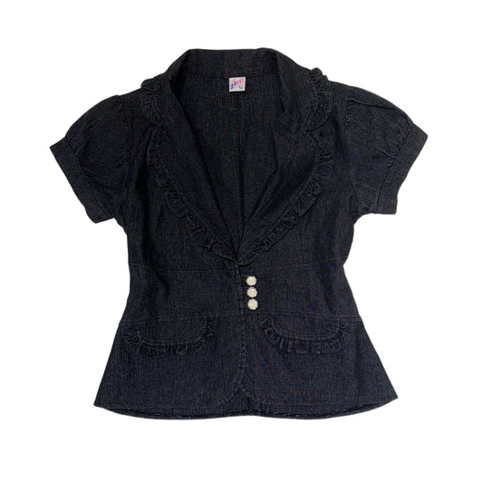 Short sleeved denim blazer with button details
