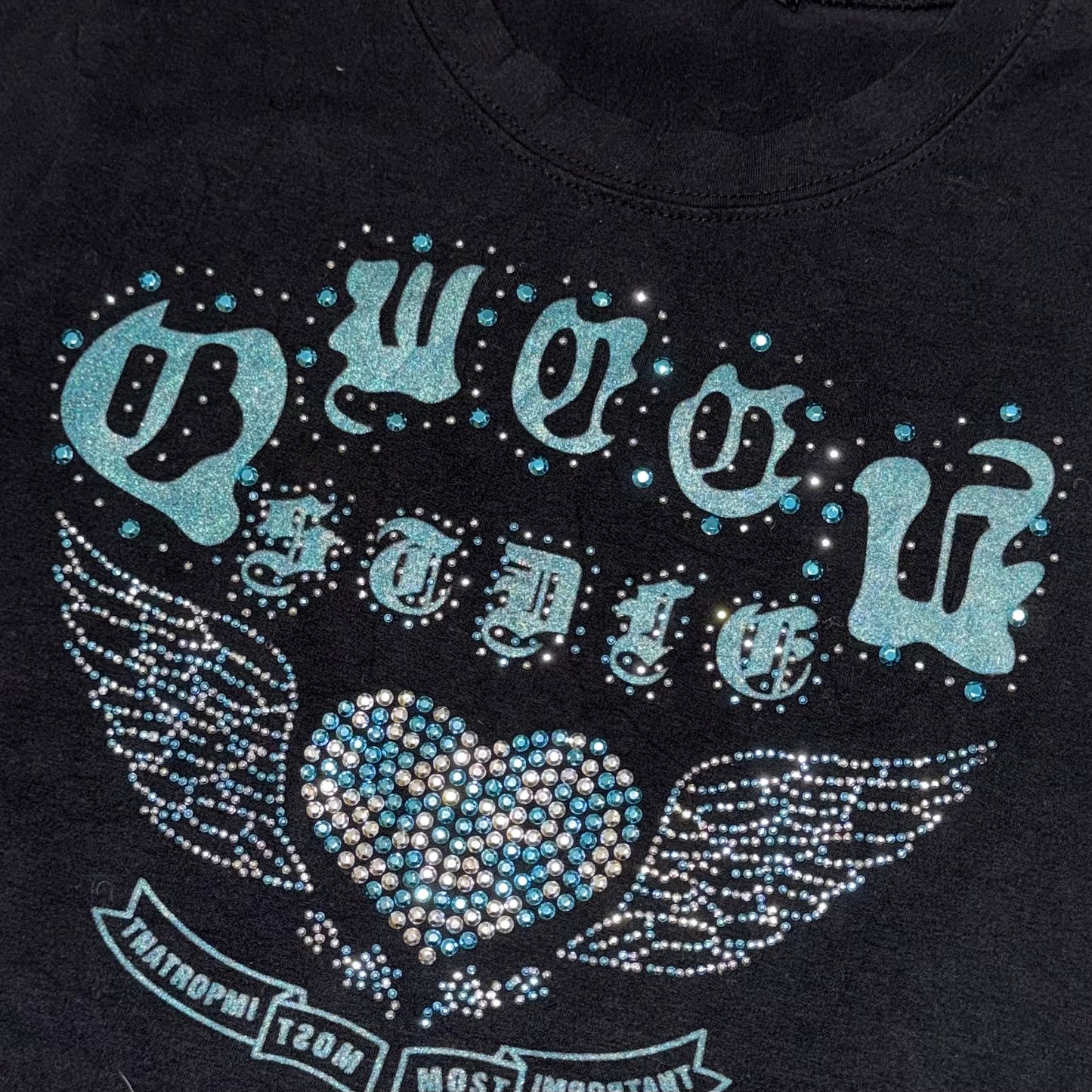 Crash black rhinestones top