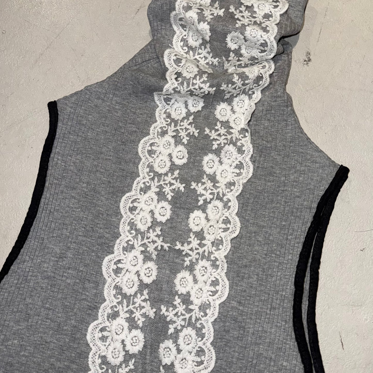 Grey lace turtle neck top