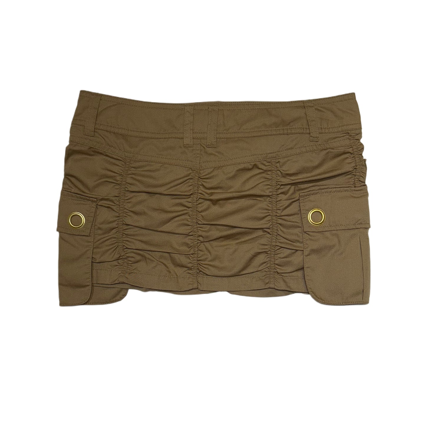 Brown ruffle low rise mini skirt
