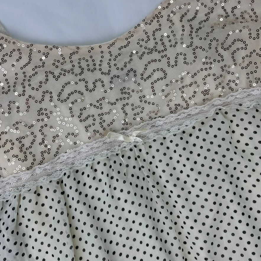 Beige polka dot embroidered lace dress