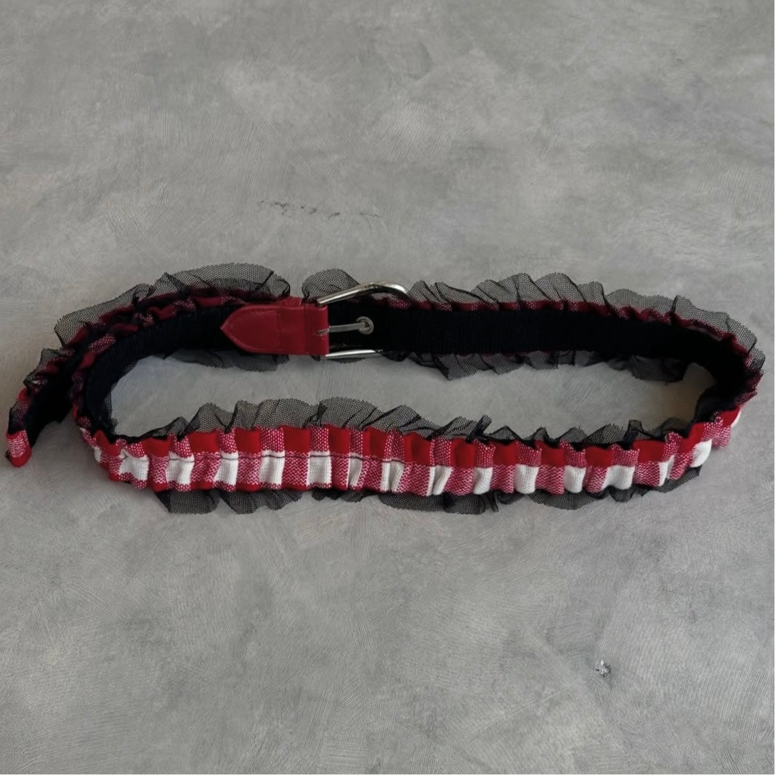 Red checkered belt