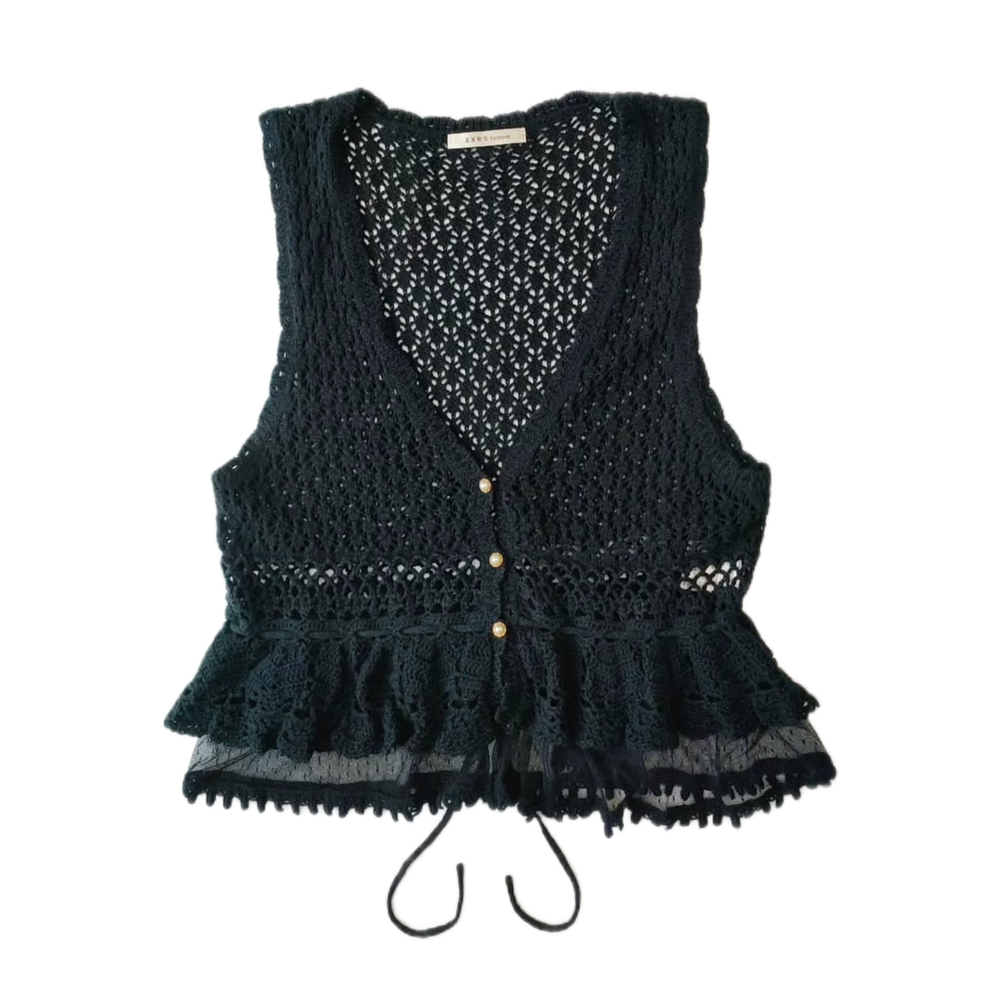 Axes black knitted lace vest