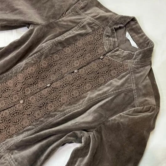 Brown velvet lace outer