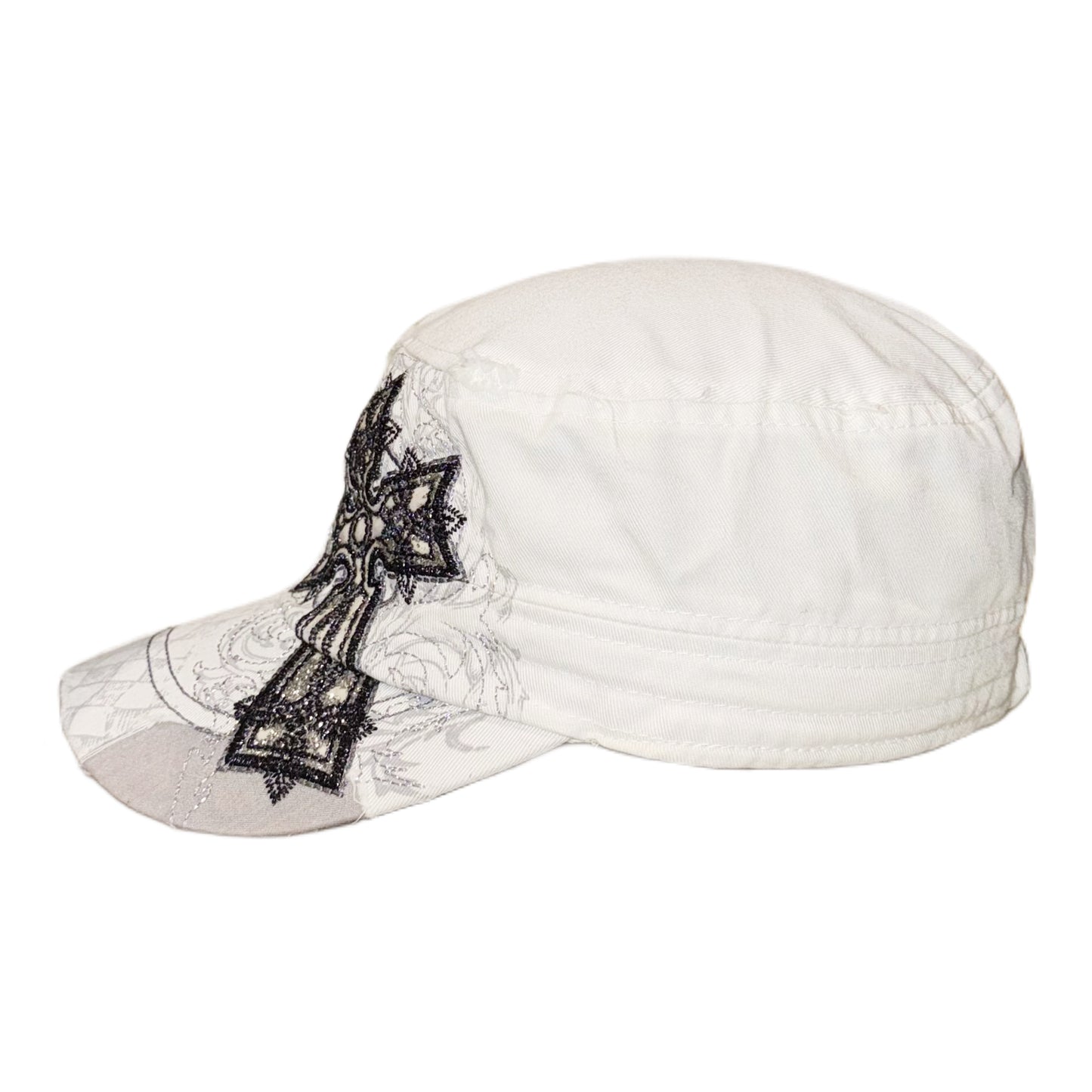 Patchwork rhinestones cross cap