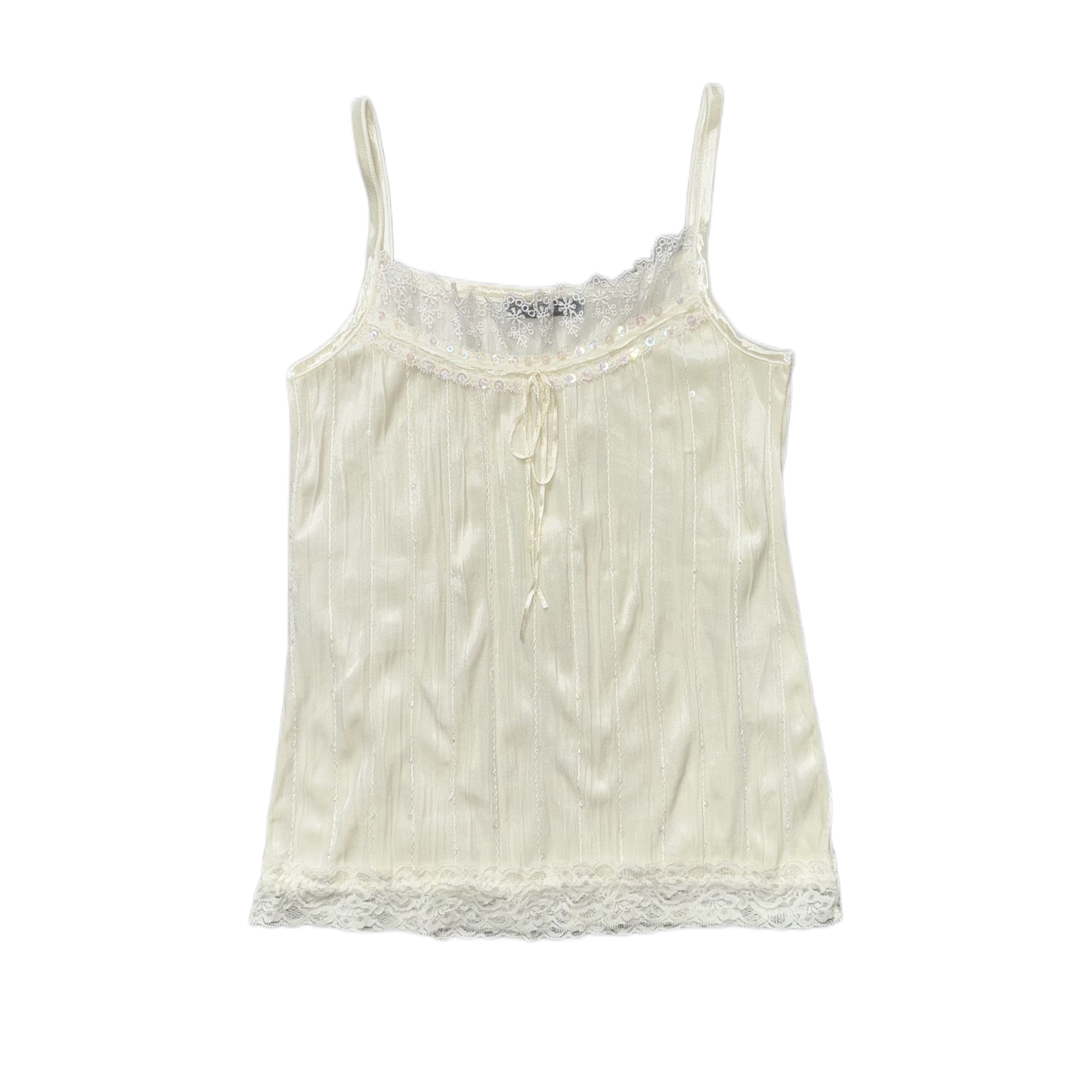 Beige embroidered velvet lace tank