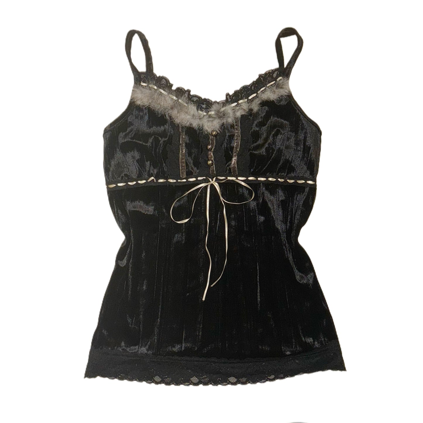 Furry velvet lace tank