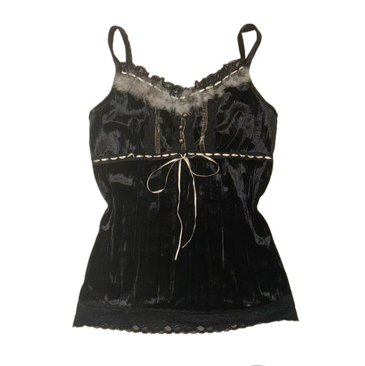 Furry velvet lace tank