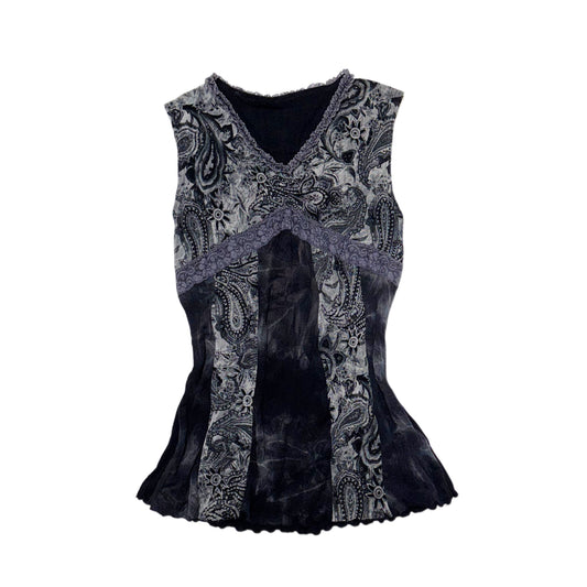 Paisley lace trim top
