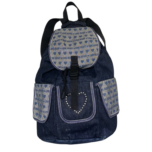 Love heart denim backpack