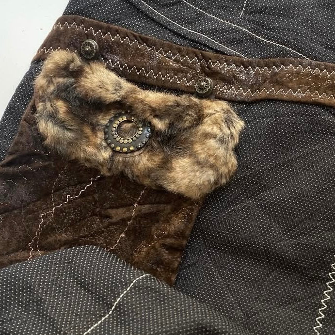 Black furry midi skirt