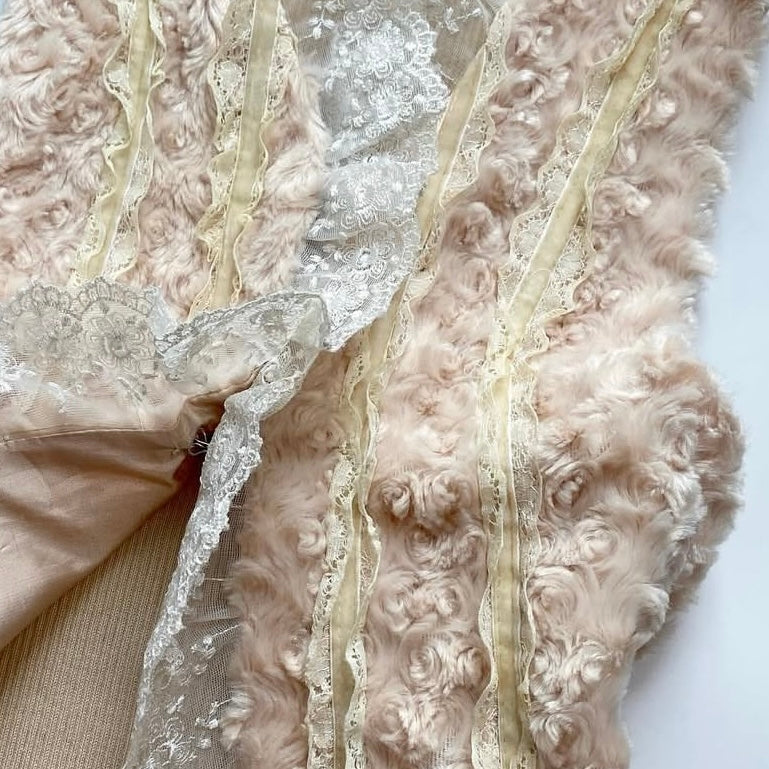 Beige furry lace vest