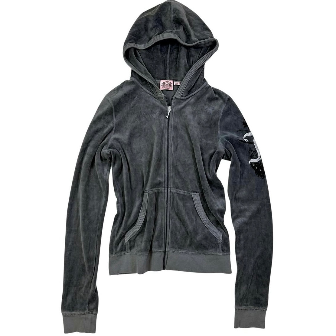 Juicy Couture grey velvet zip hoodie