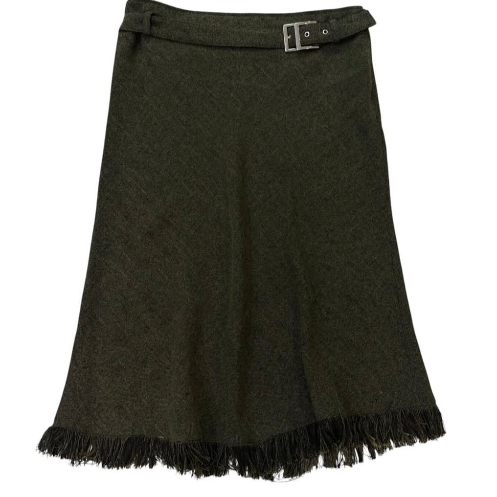 Green midi skirt with belt