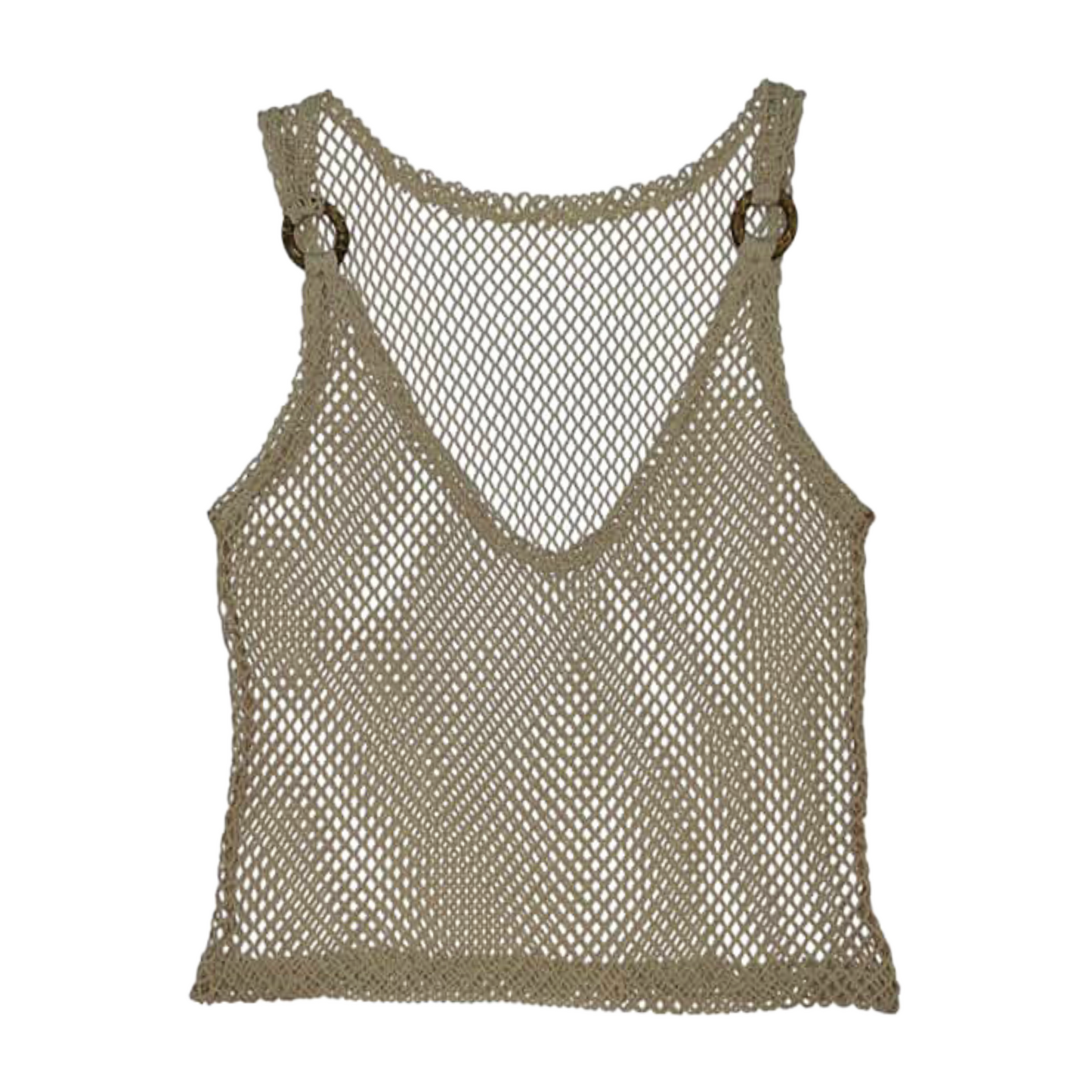 Brown mesh top