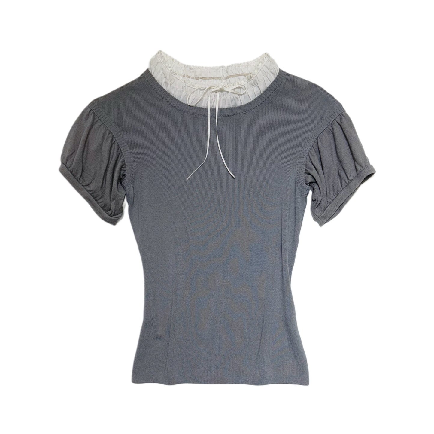 Grey white ruffle layered top