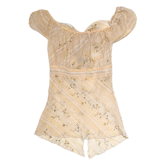 Cottage cream floral mesh top