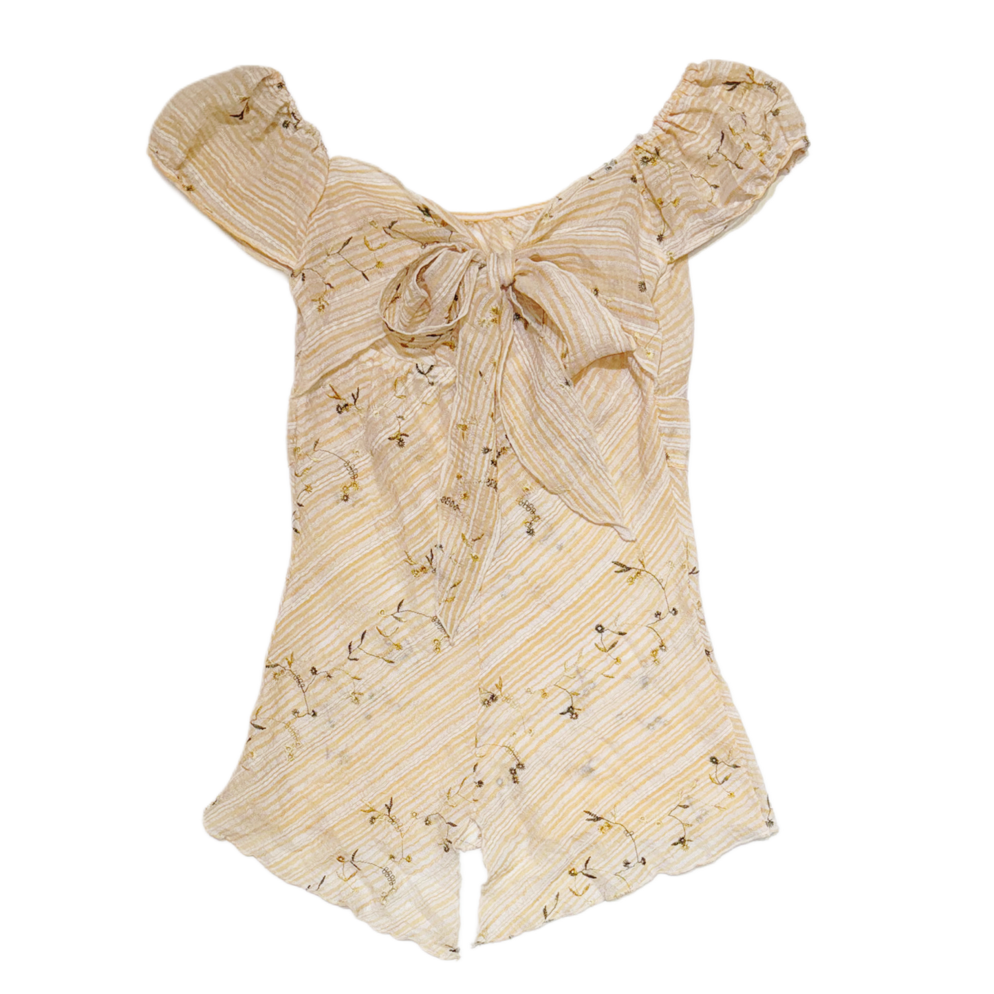 Cottage cream floral mesh top