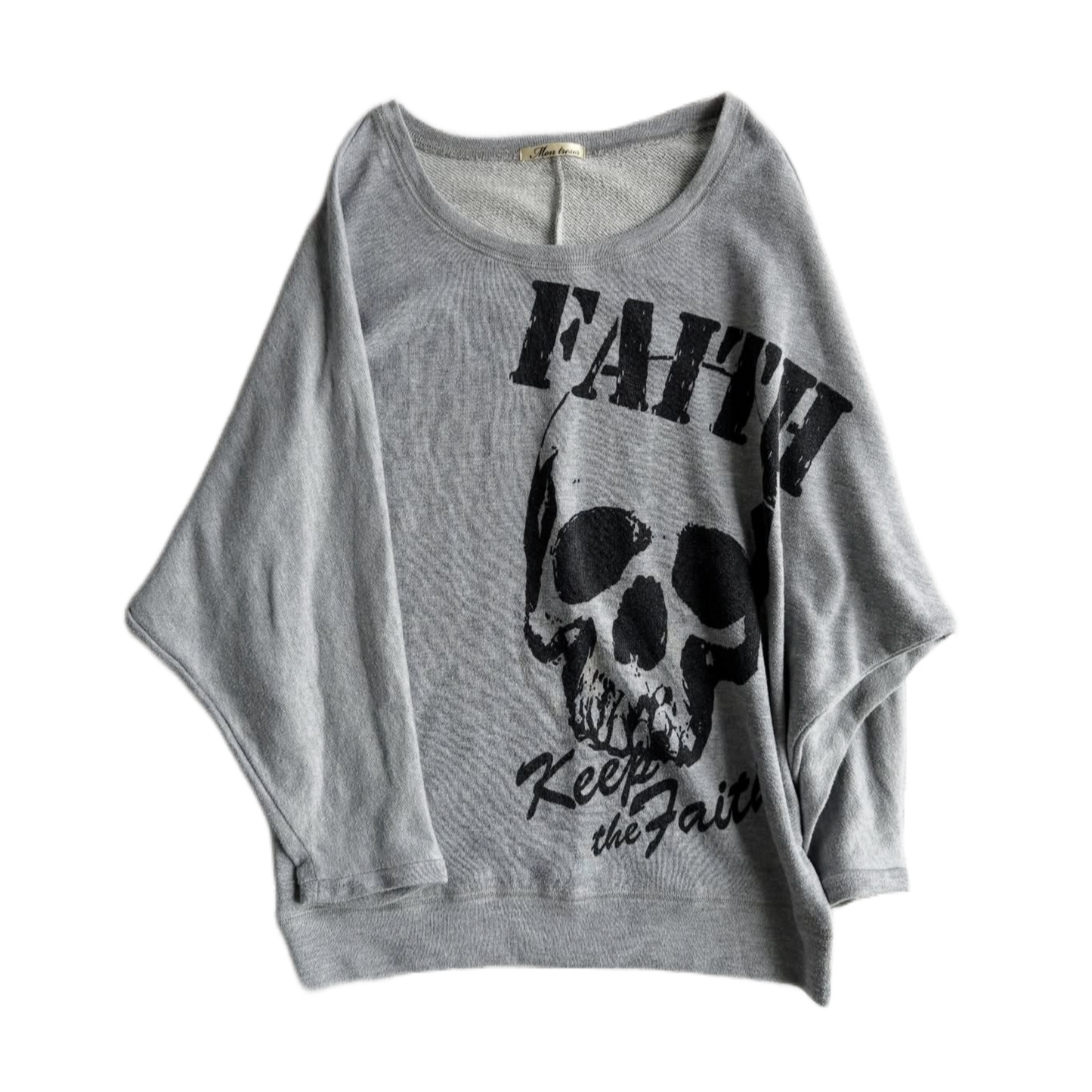 Faith skull grey oversized long sleeve