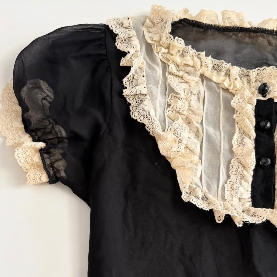 Black mesh lace shirt