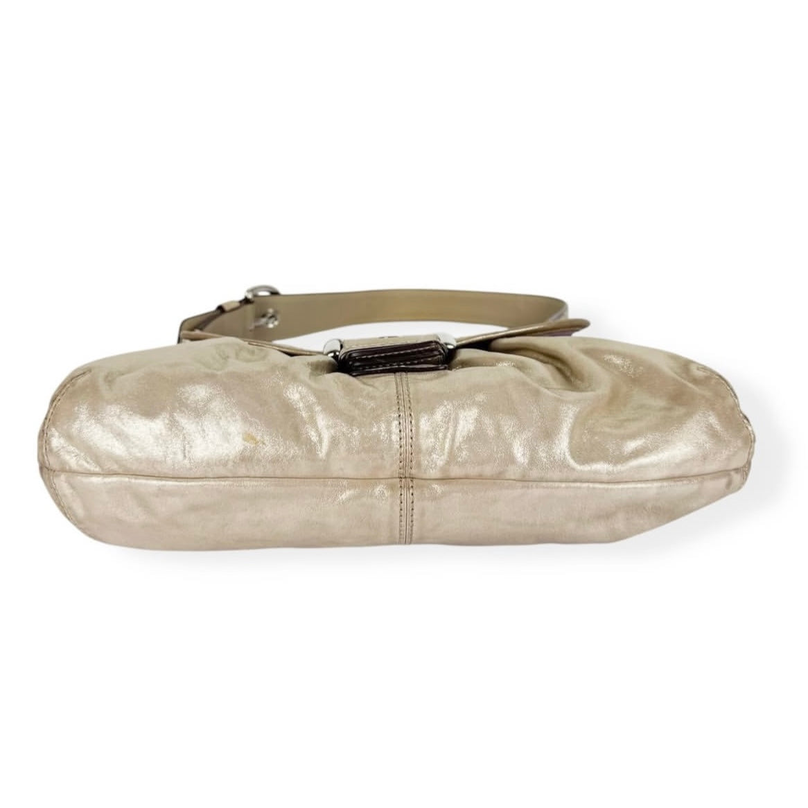 Coach metallic sliver signature soho leather bag