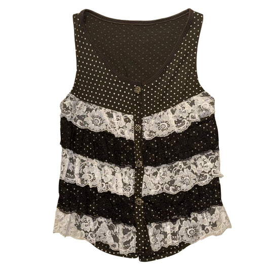 Polka dot lace layered vest