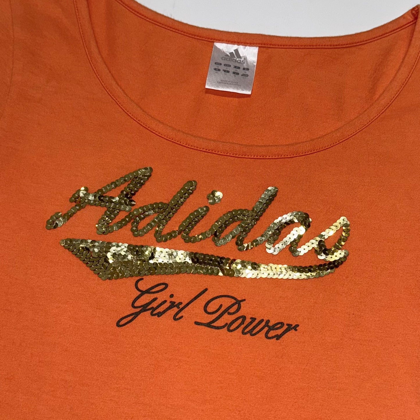 Adidas "Girl Power" orange embroidered top