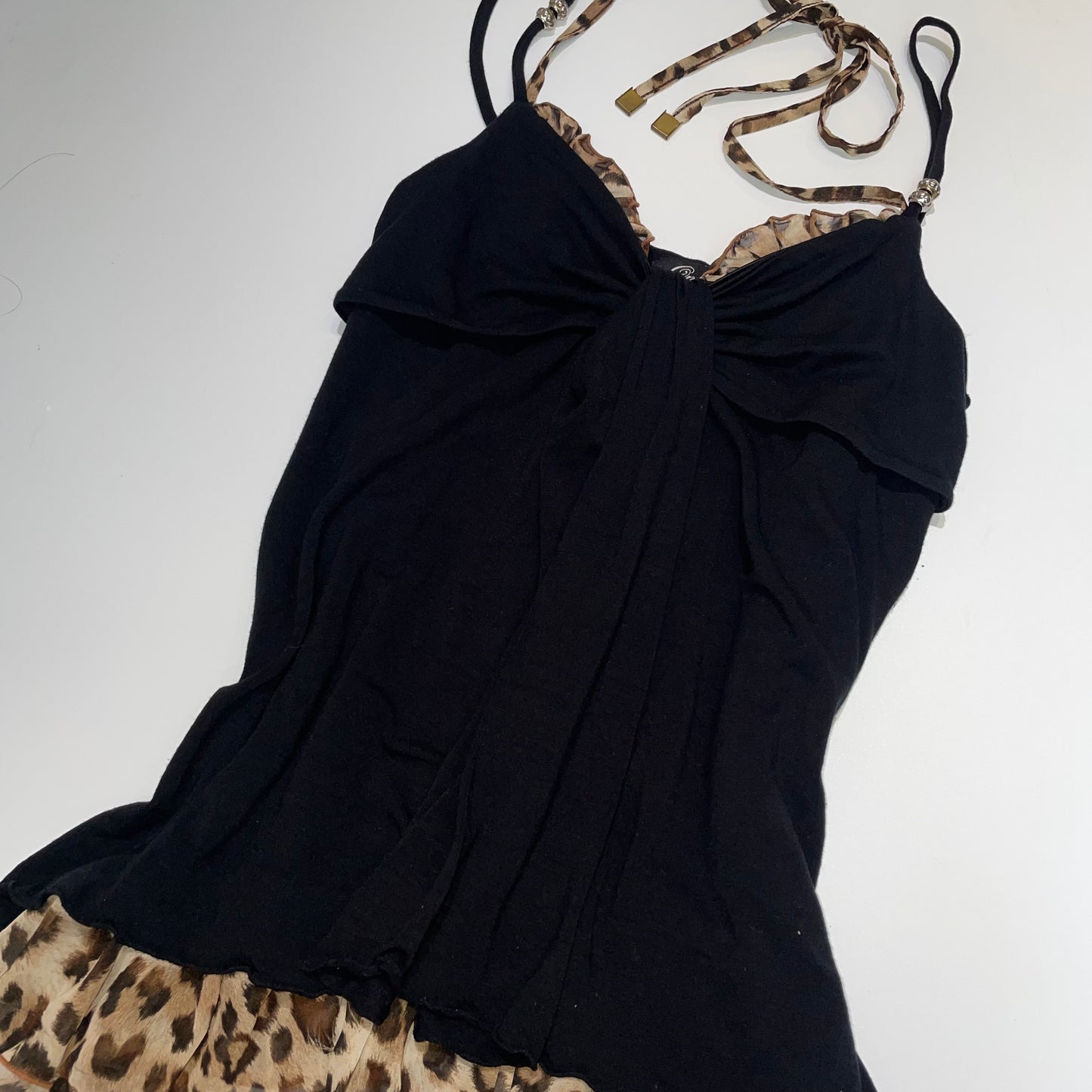 Black leopard layered tank