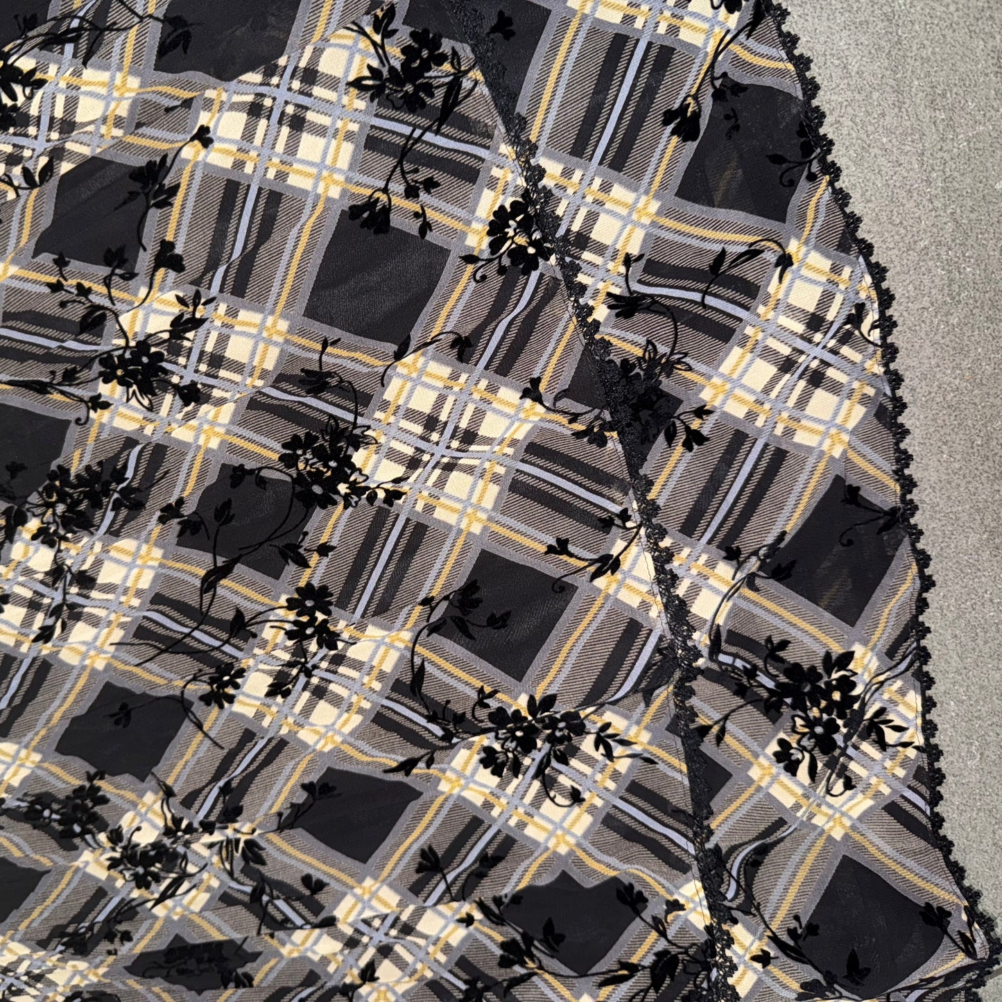 Checkered floral skirt