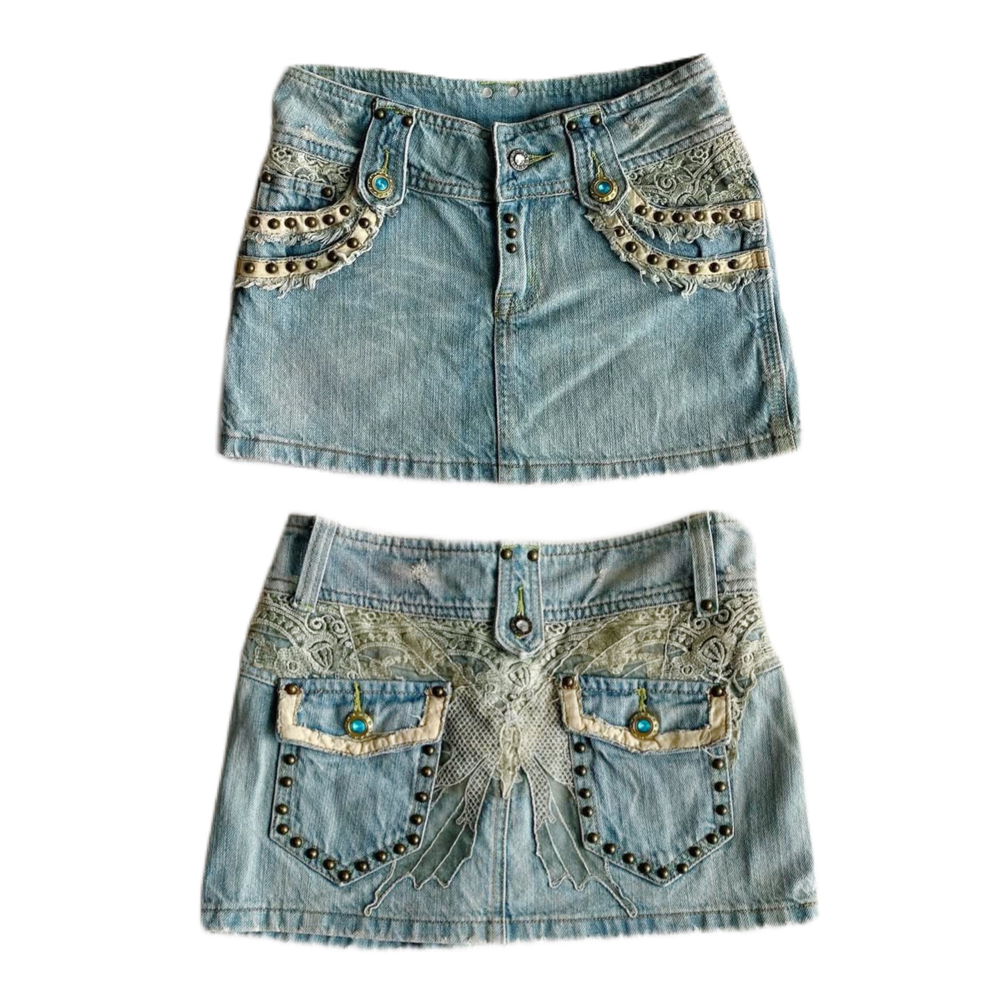 Denim lace butterfly skirt