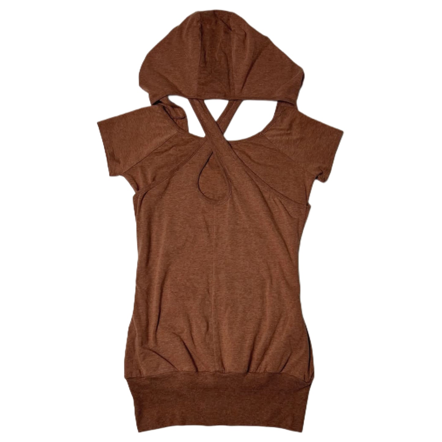 Brown layered hooded top