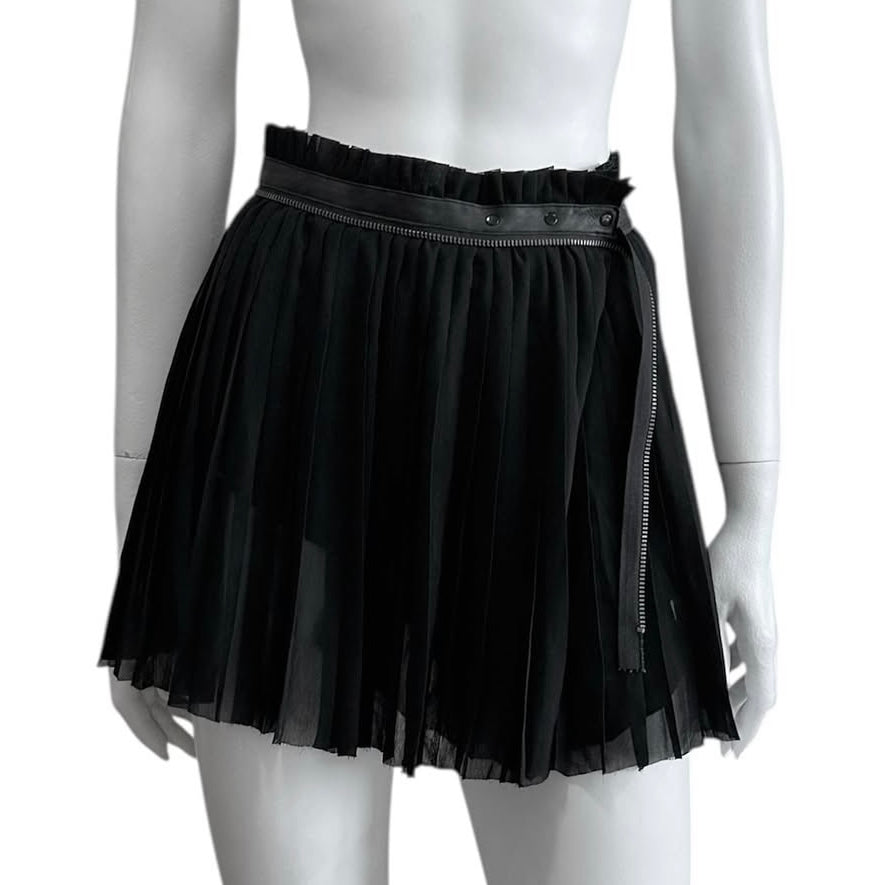 Diesel black pleated skirt with zipper belt details