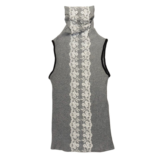 Grey lace turtle neck top