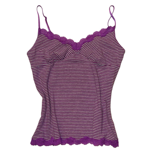 Purple stripe lace tank