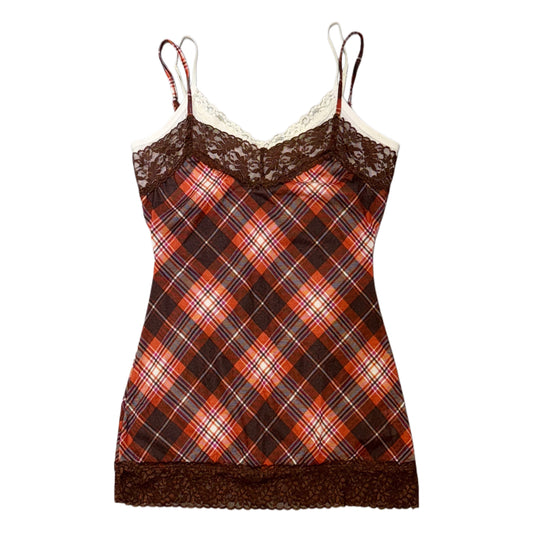 Checkered lace layered tank